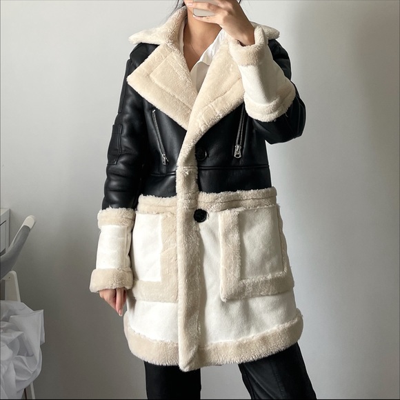 Missguided Jackets & Blazers - Missguided shearling fur and leather coat